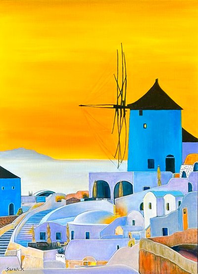 사라케이, 노을로 물든 산토리니